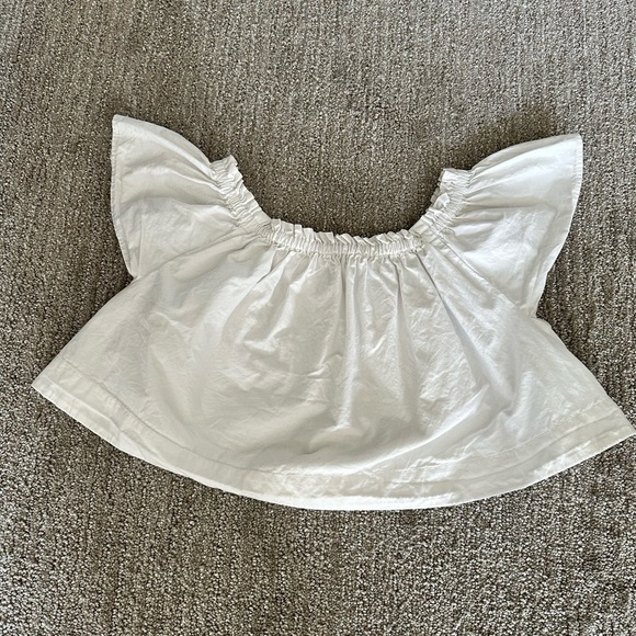 Aritzia Wilfred Off The Shoulder White Crop Blouse Size XS - Picture 2 of 3